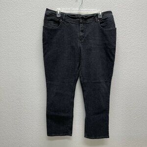 Riders By Lee Women Jeans Size 22W Petite Black Straight Relaxed High Rise Denim